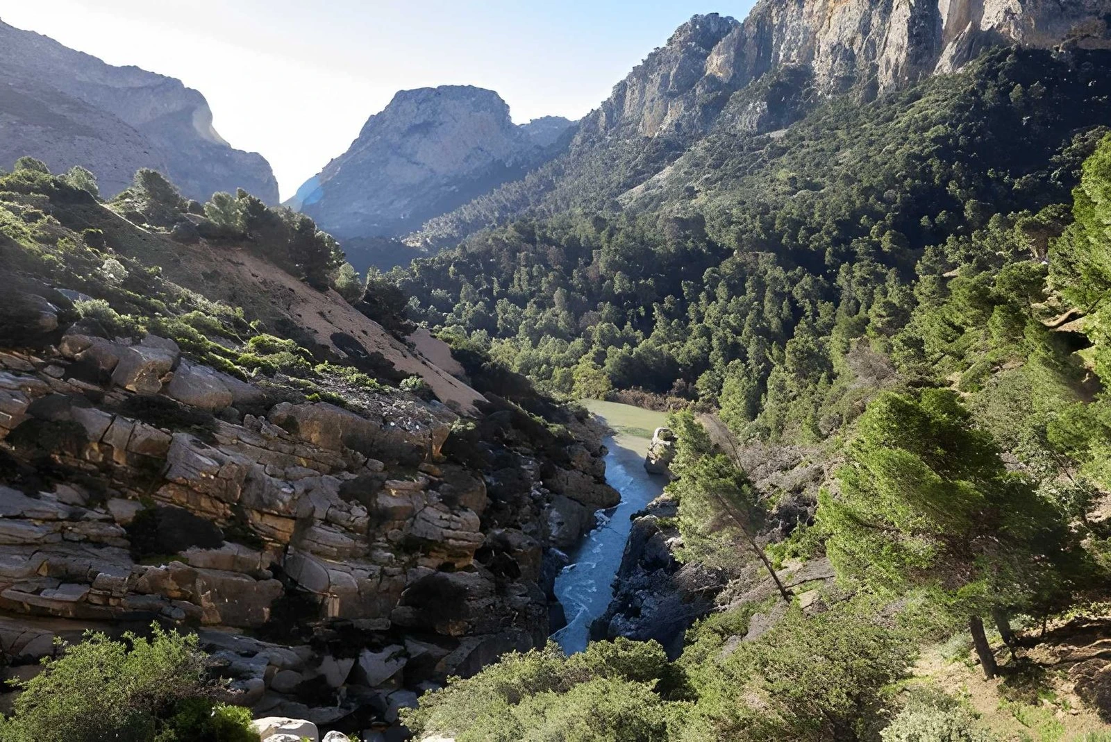 Grupo reducido disfrutando de la vía ferrata de El Chorro con Sendalpina